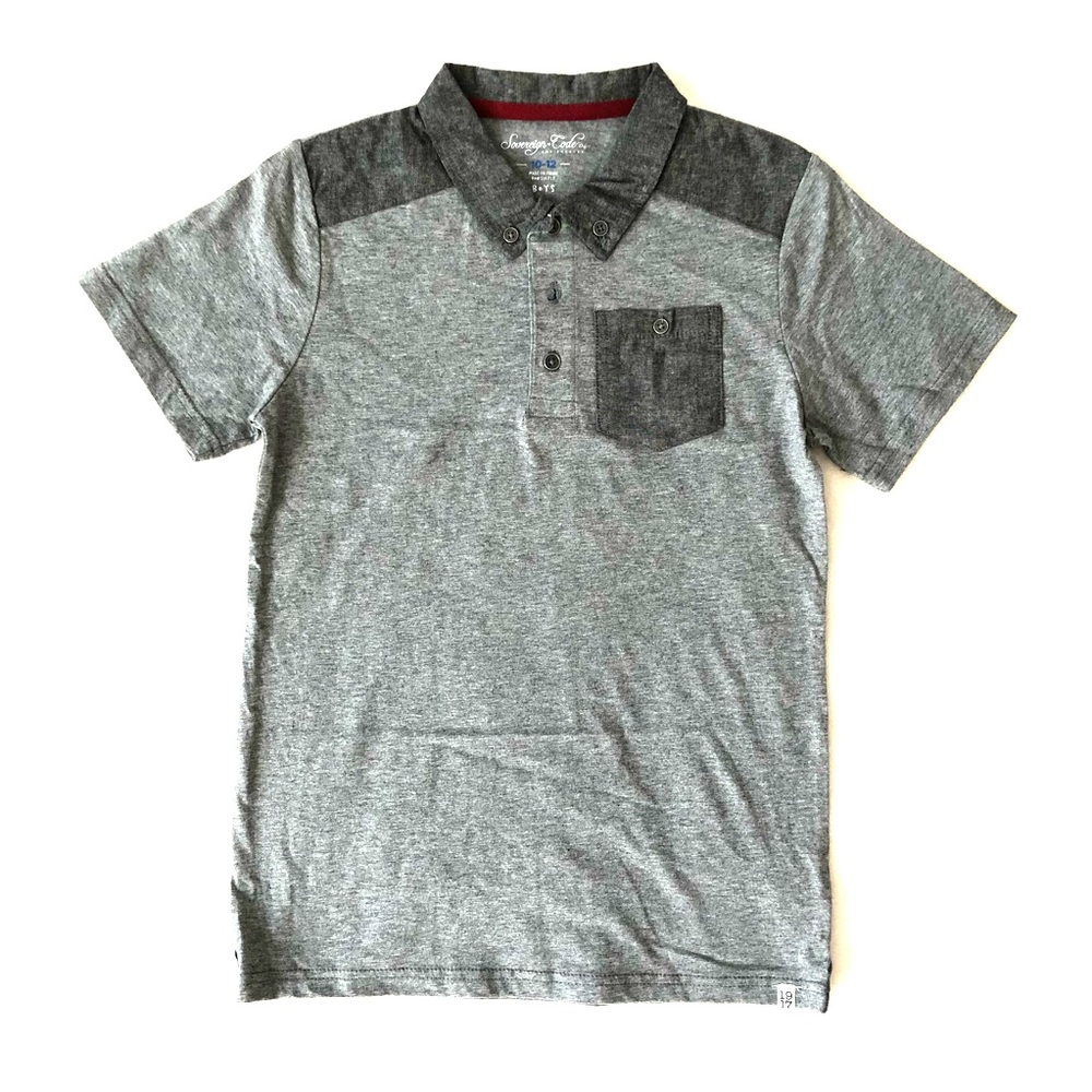 Mixed fabric boys polo